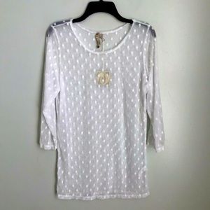 sheer white lace top L